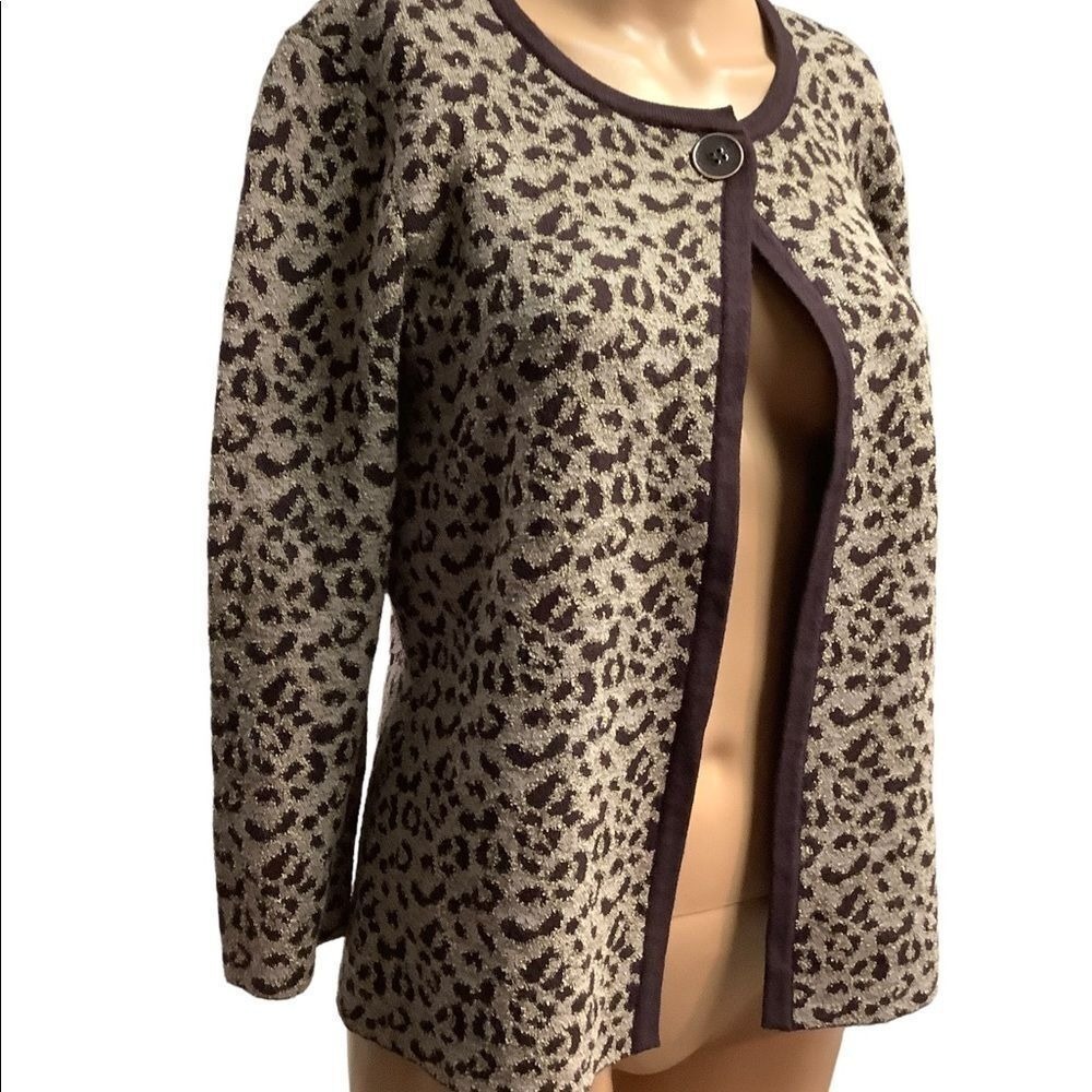 NWT Jones New York leopard print one button cardigan size S new with tags Y2K - Picture 6 of 13